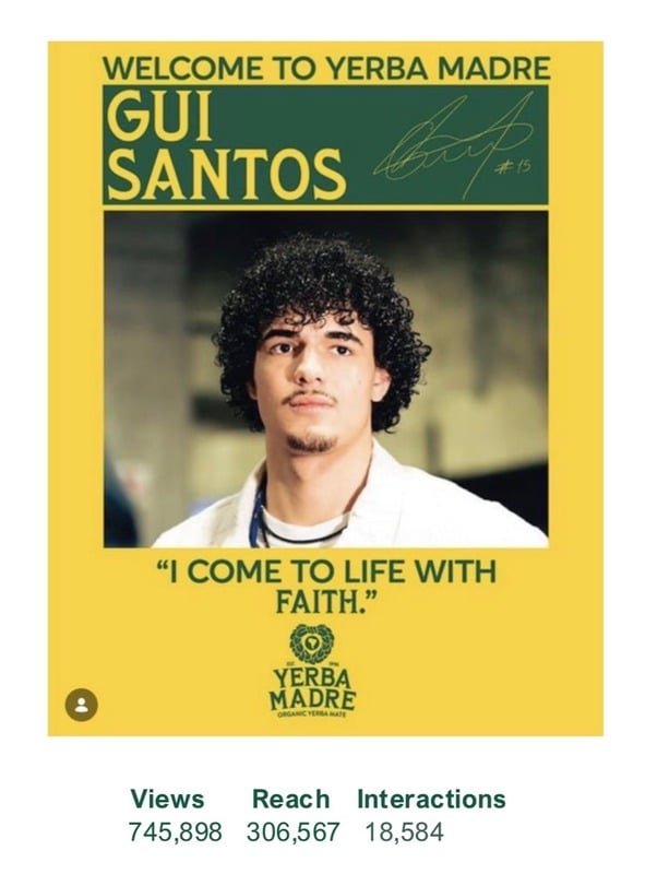 Yerba Madre social post announcing Gui Santos